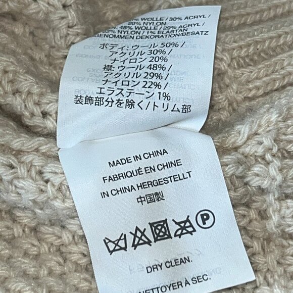 J CREW Cowl Neck Wool Blend Cable Sweater Embellished with Navy & Cream Lace - S - Picture 9 of 9